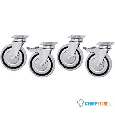 Set of 4 Castors For Stand For Bakery/ Pizza (2 With Brake), Mastro Z/PR4KIT 1