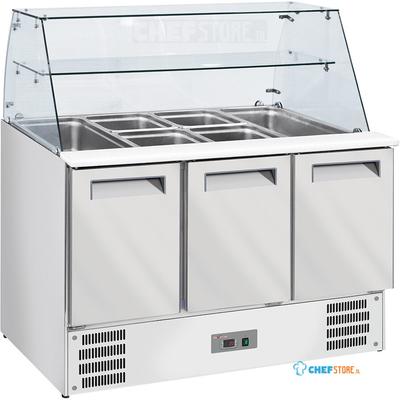 Diverso By Diamond Gekoelde Saladette met Gebogen Glas 4x GN 1/1-150 mm + Reserve 3 Deuren GN 1/1 - WR-SAL6-L3 1