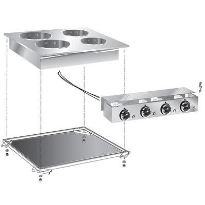 Gastro-Inox "drop-In" Elektrische Kookplaat, 60 Cm, 4 Plaats, Met Aansluitblok, Gastro-Inox 160.508 1
