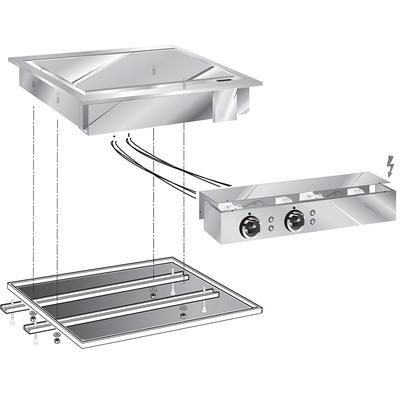 Gastro-Inox "drop-In" Bakplaat 60cm, Verchroomd Bakoppervlak 1/2 Glad-1/2 Geribbeld Met Aansluitblok, Gastro-Inox 160.538 1