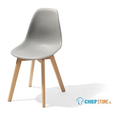 Essentials Keeve Stoel Grijs, Berkenhouten Frame en Kunststof Zitting, 47x53x83cm (LxBxH), 505F01SG 1