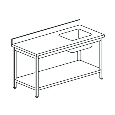 Mastro Werktafel Met Wasbak Aan De Rechterkant, Met Opstanden Plank, 1400X600 Mm | STVD614 1