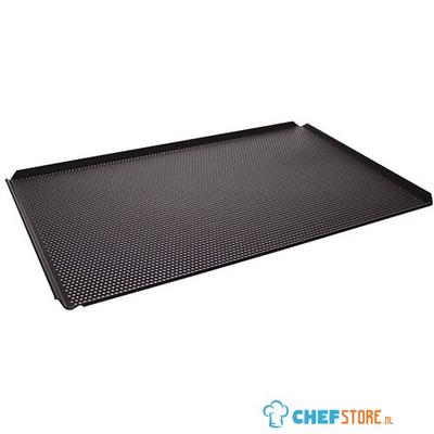 Baking Tray In Aluminium, 600x400 mm - 4 Sides 45°, Tynec Coated, Perforated, virtus Z/SBTTY64PF 1