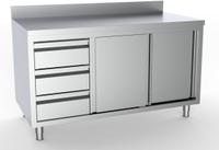 700 Werktafel Schuifdeuren Laden Links Met Rand 1600, combisteel 7333.0266