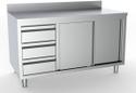 700 Werktafel Schuifdeuren Laden Links Met Rand 1800, combisteel 7333.0268