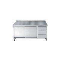 RVS Werktafel | Schuifdeuren | Laden | Opstaande Rand | 200cm | Combisteel | 7452.0930