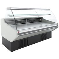 Diamond Statische Vitrinetoonbank met Opslag, Gebogen Glas - WITTE Voorkant - CMN13-S3