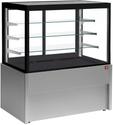 Vitrine toonbank neutraal | B=120cm, 4 niveaus | zonder reserve | Zwart/GRIJS | Diamond Cb12nn-G5-P