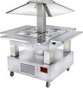 Diamond Eiland Buffet - Salad bar, gekoeld, gemotoriseerde koepel, 4x GN 1/1-150 (wit hout) | CSB/4D-A1-R2+KM