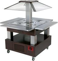 Diamond Eiland Buffet - Salad bar, gekoeld, 4x GN 1/1-150 (Wengé hout) | CSB/4D-B1-R2