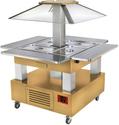 Diamond Eiland Buffet - Salad bar, gekoeld, 4x GN 1/1-150 (Licht eiken hout) | CSB/4D-D1-R2