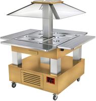 Diamond Eiland Buffet - Salad bar, gekoeld, gemotoriseerd koepel 4x GN 1/1-150 (Licht eiken hout) | CSB/4D-D1-R2+KM