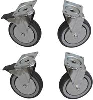 4 "R.V.S" Zwenkwielen Kit in RVS voor Kast - 2 met Rem - Diamond A77KIT/X-U