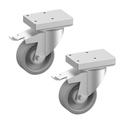 Roestvast Stalen Wielen met Rem Ø 100 mm (2 Stuks) - Diamond A7/KRT-2F