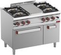 Gasfornuis 4 Branders - Sudderplaat - Gasoven GN 2/1 En Kast GN 1/1 - Diamond G7/TM4BFA11-N