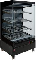 Diamond Warmte Vitrine, Zelfbediening, met Glazen Deur, op Wielen - FULL BLACK - HAS08-P5