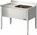 Diamond Spoeltafel met 1 Kuip, 1 Links Druipvlak, met Onderstel - L1410S-KD-D