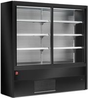 Diamond Gekoeld Wandmeubel, Geventileerd met Glazen Schuifdeuren - ZWART - PD20/B5-R2C