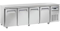 Diverso By Diamond Koelwerkbank, Geventileerd, 4 Deuren GN 1/1, op Wielen, 2 met Remmen - WR-GTN4-3N