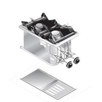 Gastro-Inox "drop-In" Kooktoestel, 40 Cm, 2 Branders, Gastro-Inox 160.501