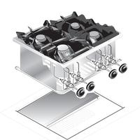 Gastro-Inox "drop-In" Kooktoestel, 60 cm , 4 Branders, Gastro-Inox 160.503