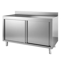 Gastro-Inox RVS Werkbank 2000(l)x600(d)x850(h)mm Met Schuifdeuren En Achteropstand, Gastro-Inox 302.107