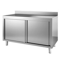 Gastro-Inox RVS Werkbank 1100(l)x700(d)x850(h)mm Met Schuifdeuren En Achteropstand, Gastro-Inox 302.120