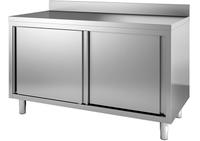 Gastro-Inox RVS Werkbank 1700(l)x700(d)x850(h)mm Met Schuifdeuren En Achteropstand, Gastro-Inox 302.122