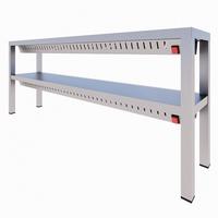 Gastro-Inox Dubbele Etagère van RVS met Warmhoudlampen, 1200(l)x300(d)x650(h)mm - 303.341