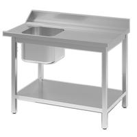 Aanvoertafel van Roestvast Staal AISI 304 met Spoelbak en Aansluiting L 1400(l)x700(d)x900(h)mm - 305.072