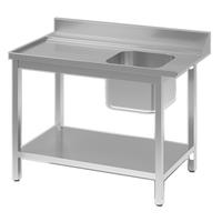 Aanvoertafel van Roestvast Staal AISI 304 met Spoelbak en Aansluiting R 1200(l)x700(d)x900(h)mm - 305.077