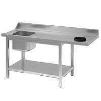 Aanvoertafel van RVS AISI 304 met Spoelbak en Aansluiting L en Afvalgat R 1200(l)x700(d)x900(h)mm - 305.091