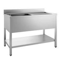 Gastro-Inox RVS Spoeltafel met Spoelbak Links en Onderblad 1500(l)x600(d)x880(h)mm - Gastro-Inox 305.403
