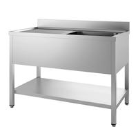 Spoelwerktafel van Roestvast Staal AISI 304 met Spoelbak R en Onderblad 1500(l)x700(d)x880(h)mm - 305.438