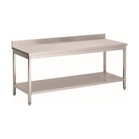 Gastro-Inox RVS Werktafel Met Onderblad En Achteropstand, 1400(l)x700(d)x850(h)mm, Gastro-Inox 311.132
