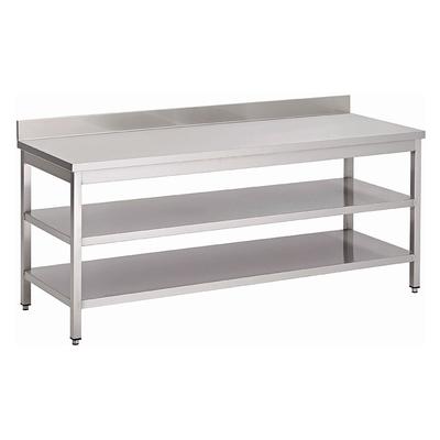 Gastro-Inox RVS Werktafel Met Dubbel Onderblad En Achteropstand, 1600(l)x700(d)x850(h)mm, Gastro-Inox 311.384 1