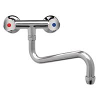 Gastro-Inox High Performance Duobloc Laag Muurmodel 25(Ø)mm Mengkraan 250mm, Gastro-Inox 402.016