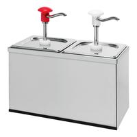Sausdispenser 2x 3 Liter Met Witte En Rode Drukknopbediening, Gastro-Inox 503.108