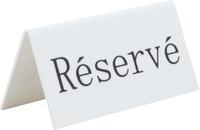 Securit Reserveringstafelstandaards Met Frans: 'Réservé' Witte Acrylstandaarden Met Zwart Lettertype (doos 5) - CU914