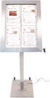 Securit RVS Gekleurd LED 4XA4 Display met Paal en Voet - DP704