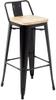 Bolero Bistro Hoge Barstoel met Houten Zitting Zwart (4 Stuks) - Bolero FB623