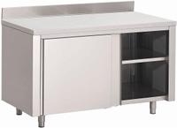 Gastro M | RVS werktafel | Schuifdeuren | Achteropstand |  100x70x85cm | GN156