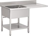 Gastro M RVS spoeltafel met ruimte voor vaatwasmachine 120x70x85cm | GN206