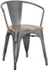 Bolero HZ805 Bistro Curve Armstoelen met Houten Zitting Donkergrijs (4 stuks)