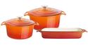 Vogue Gietijzeren Kookgerei 3 Schotel Set - oranje - SA728