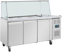 Polar U-Serie Driedeurs Saladette met Vierkant Kuchscherm - Polar UA018