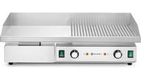 HENDI 154991 Bakplaat, half vlak, half geribbeld, , Budget Line, 400V/4400W, 720x460x(H)241mm