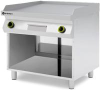 HENDI 220207 Gladde gasgrillplaat gemonteerd op een onderkast, gesloten aan drie zijden, , Kitchen Line, 10kW, 800x700x(H)900mm