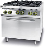 Hendi Gasfornuis Kitchen Line 4 pits met elektrische heteluchtoven GN 1/1 | 225882