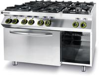 Gasfornuis Kitchen Line 6 pits met elektrische heteluchtoven GN 1/1 - Hendi 225899